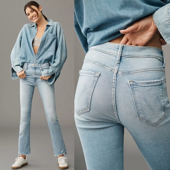 MOTHER Insider Crop Step Fray Jeans in I Confess 29 - Picture 1 of 9